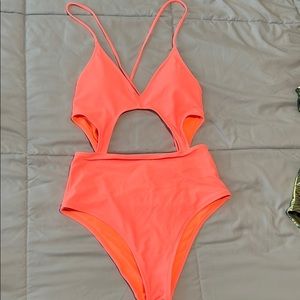 NWT aerie flamingo pink cutout one piece swimsuit